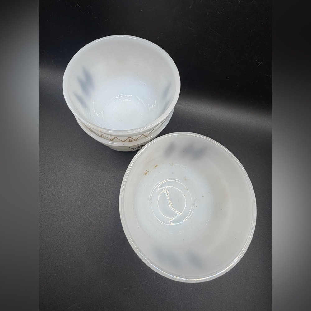 4 Federal Glass Vintage MCM Milk Glass Atomic Harlequin Dessert Custard Cups - Picture 8 of 11